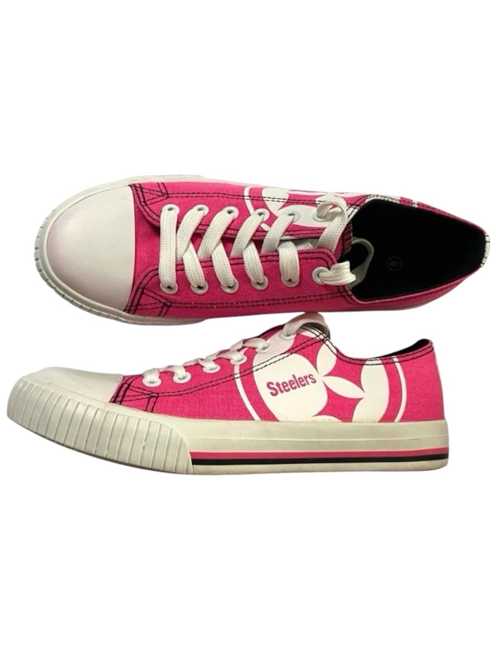 Pittsburgh Steelers Sneakers 8 Foco Womens Low Top Canvas Tennis Shoe Pink White